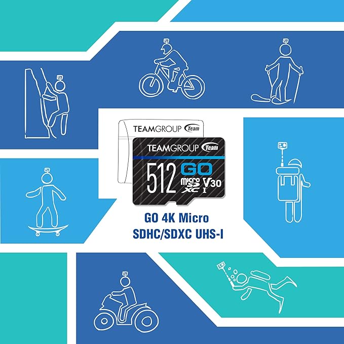 TEAMGROUP GO Card 64GB x 3 Pack Micro SDXC UHS-I U3 V30 4K for GoPro & Drone & Action Cameras High Speed Flash Memory Card for Outdoor Sports, 4K Shooting, Nintendo-Switch TGUSDX64GU365