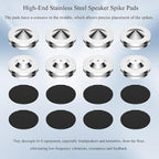 Audiocrast 4X HiFi Speaker Spikes, Isolation Stand Feet Pad, Stainless Steel Shock Absorber Vibration Dampener with Non-Slip Mats for Audio Speaker Subwoofer CD DVD Amplifier Turntable DAC