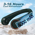 CIVPOWER Neck Fan: Portable Personal Neck Cooling Rechargeable Bladeless Fan - Hands Free 3 Speed 4000 mAh Battery USB Operated Wearable Headphone Design - for Men Women Outdoor Indoor (Dark Green)