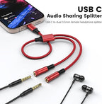 MOSWAG Type C to Dual 3.5mm Aux Headphone Jack Adapter, Hi-Res 2 Way Audio Y Cable Cord Compatible with iPad Samsung S23 S22 Google Pixel 7 6 Pro 5