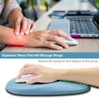Ergonomic Mouse Pad Wrist Support, Mouse Pad with Wrist Rest, Entire Memory Foam & Non-Slip PU Base MousePads with Stepped-Wedge Design for Pain Relief, Desk, Office, Home, Sky Blue