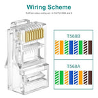 100-Pack Cat 6 Pass Through RJ45 Connectors with RJ45 Boots Cover (Cat6 Connector/ Cat5e Connector/Ethernet Ends/Cat 6 Ends/ RJ45 Modular Plugs) for Solid or Stranded UTP Cable