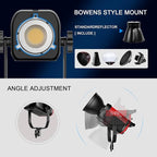 GVM 300W LED Video Light Kit with Softbox, CRI97+ Photography Lighting for Video Recording with Bowens Mount, 65000Lux/m Studio Lights with APP&DMX Control, 2700-6800K, 12 Scene Light