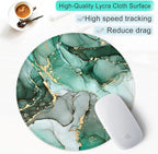 ITNRSIIET Round Mouse Pad with Stitched Edge Premium-Textured Waterproof Non-Slip Rubber Base Desktop Protection Mat Diameter 8.7 inches, Green Marble Texture