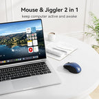 TECKNET Rechargeable Jiggler Wireless Mouse (BT5.0/3.0 & 2.4G) 4800 DPI Silent USB A & Bluetooth Mouse 6 Buttons, Wide Compatibility - Blue