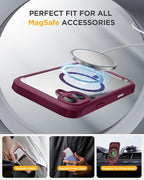 Miracase for iPhone 16 Case 6.1'', [Bubble Free] Full-Body Bumper Phone case with Built-in Full Glass Screen &Lens Protector,No Gap,Compatible with MagSafe,Drop Proof 16 Cover, Plum
