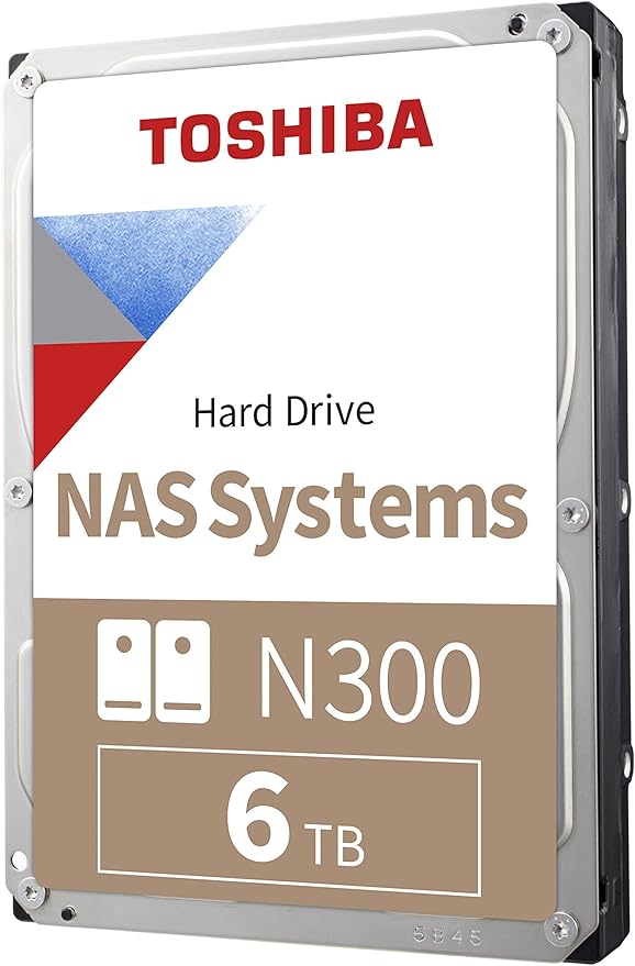 Toshiba N300 6TB NAS 3.5-Inch Internal Hard Drive - CMR SATA 6 GB/s 7200 RPM 512 MB Cache - HDWG760XZSTA
