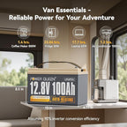 Power Queen Upgraded 12.8V 100Ah Auto-Heating Lithium Battery, Built-in 100A BMS, Low Temp Protection, Charging -4°F/-20°C, LiFePO4 Battery Up to 15000+ Cycles for RV, Off-Grid System, Trolling Motor