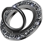 SYNCWIRE Magnetic Phone Ring Holder for MagSafe - Glitter Phone Grip Stand with 360° Rotation & Reinforced Hinge, Compatible with iPhone 16 15 14 13 Pro Max Plus MagSafe Accessories - Glitter Black