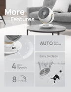 Dreo Fan for Bedroom, Desk Air Circulator Fans with Remote, 11 Inch Table Fan for Whole Room, 60ft Powerful Airflow, 120° Vertical Manual and 90° Oscillating, 4 Speeds, 8H Timer, 28dB Quiet, Home