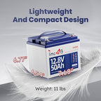 12V 50Ah TM LiFePO4 Battery with Low-temp Protection, 15000+ Cycles Battery with Grade A Cells, Built-in 50A BMS, Deep Cycle Lithium Battery Perfect for Trolling Motor, Kayak, RV,Camping