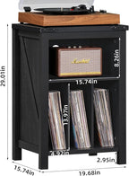 Record Player Stand with Vinyl Record Storage - Holds up to 160 Albums, Large Wooden Turntable Table, Black Cabinet Display Shelf for Living Room, Bedroom, Office