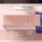 Basaltech Pink Keyboard with 7-Color LED Backlit, 104 Keys Quiet Silent Light Up Keyboards, 19-Key Anti-Ghosting Cheap Gaming Keyboard Mechanical Feeling Waterproof Wired USB for Computer, Mac, Laptop