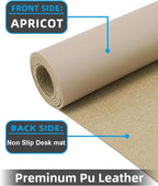 Non-Slip Desk mat,PULeather Desk Pad Protector, Office Desk Mat, Large Mouse Pad,Desk Blotter, Laptop Desk Pad, Waterproof Desk Writing Pad for Office and Home (Apricot, 40" x 17")