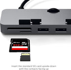 Satechi Aluminum Type-C Clamp Hub Pro with USB-C Data Port, USB-A 3.0 Data, Micro/SD Card Reader - Compatible with 2020/2019/2017 iMac & iMac Pro, Does Not Fit 2021 iMac (Space Gray)