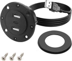 MEIRIYFA 3-in-1 Desktop Power Embedded Charger USB/Type C Desktop Station Mounts Charging Dual USB Multifunctional Desk USB Hub with 6.56 FT Power Cord for Bedside Table, Desks, Furniture