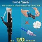 Rapink Patch Cables Cat6 1ft (24 Pack), Ethernet Patch Cable 10G, Cat 6 Patch Cable for Patch Panel to Switch, Flexiable Cat 6 Ethernet Cable with Gold Plated Black