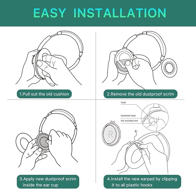 Replacement Ear Pads for Bose QuietComfort 35 (QC35) & Quiet Comfort 35 II (QC 35 ii) Headphones, EarPads Cushions with Noise Isolation Memory Foam, Softer Protein Leather, Added Thickness