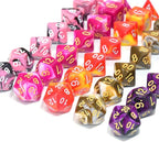 Assorted 5 Colors Polyhedral Dice Set for Dungeons and Dragons RPG Table Games with Black Drawstring Pouch