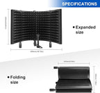 Aokeo Studio Recording Microphone Isolation Shield, Pop Filter.High density absorbent foam is used to filter vocal. Suitable for blue yeti and any condenser microphone recording equipment