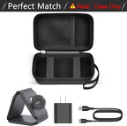 Travel Case for UCOMX for Nano/for Iseyyox/for LISEN/for RTOPS 3 in 1 Wireless Charger, Foldable Magnetic Charging Station Storage Holder Bag for Fast Charge Pad Cable and Adapter -Box Only (Black)