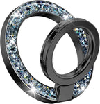 GVIEWIN Magnetic Phone Ring Holder, Compatible with MagSafe Phone Grip with Adjustable Stand, Magnet Phone Ring Kickstand for iPhone 16 Pro Max/Plus/15/14/13/12 Series/Other Phones (Glitter/Black)