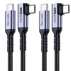 USB4 Cable 3.3FT 2 Packs, 240W USB C to USB C Cable Right Angle, 40 Gbps High Speed Data, Single 8K/Dual 4k Display Compatible for Thunderbolt 4, Thunderbolt 3, Monitor, iPhone 15/16 Pro Max