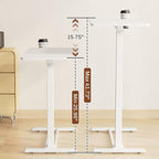 FLEXISPOT Mobile Standing Desk with Wheels Pneumatic Laptop Desk Rolling Computer Cart Movable Height Adjustable Small Sit Stand Desk Computer Workstations Home Use（27.6" W x 15.7" D,White