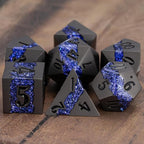 Metal DND Polyhedral Dice,Large Stripe Glitter Metallic Dice Set,Antique Silver Dice 7pcs Set for Role Playing Games(Pearl Gun Purple)