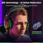FC200 PC Gaming Headset for PS4, PS5, Switch, Xbox One, Mac, Noise Canceling Headphones with Microphone, Computer Headset with 3.5mm Jack & RGB Light