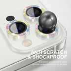 Choiche [3+1 for iPhone 13 Pro/iPhone 13 Pro Max Camera Lens Protector Bling, 9H Tempered Glass Camera Cover Screen Protector Metal Ring Decoration Accessories (Glitter-Colorful)