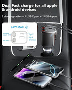 Retractable Car Charger, 4 in 1 Fast Car Charging 60W, Compatible for iPhone 16 Car Travel Essentials Charger, Women Men for Gifts USB C Car Honda Civic Accessories Adapter Compatible for iPhone 16 15