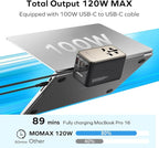 MOMAX Universal Travel Adapter, 170W GaN International Power Adapter, 2 USB-C 2 USB-A, Worldwide Travel Plug Adapter, International Power Adapter for Most Europe, USA, Japan, Australia (Type C/A/G/I)