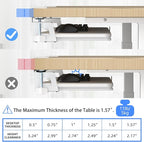 suptek Large Keyboard Tray Under Desk Pull Out with C Clamp Mount, Computer Keyboard & Mouse Tray, 34 (38 Including Clamps) x 11.8 inch Slide-Out Platform Computer Drawer for Typing, White, DSF1LW