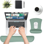 MOSISO Wrist Rest Support for Mouse Pad & Keyboard Set, Ergonomic Mousepad Non-Slip Base Home/Office Pain Relief & Easy Typing Cushion with Neoprene Cloth & Raised Memory Foam, Emerald Green