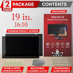 [2 Pack] 19 Inch Privacy Screen Filter for Widescreen 16:10 Monitor | Privacy Shield | Anti-Glare | Anti-Blue light Protector | Eye Protection | Computer Security Private Filter