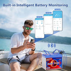 12V 100Ah Lifepo4 Battery, Bci Group 24, Built-In 100A Smart BMS, 4500 To 15000 Deep Cycle Grade A Cells Lithium Battery For Rv, Trolling Motor, Marine, Home Energy Storage, Solar Panel System (BT1PC)