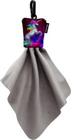 SPUDZ Classic Microfiber Lens Cleaner – Clip-On Pouch, Washable – for Binoculars, Scopes, Glasses, Screens | Vibrant Unicorn, 6 x 6 Inch