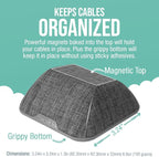 Smartish® Magnetic Cord Holder - Cable Wrangler Organizer with Magnet Clips for Charger Management on Desktop, Nightstand, or Side Table for All Cables, USB-C, Lightning Cables - No 2 Pencil Gray