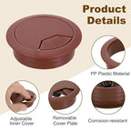 uxcell 5 Pcs 53mm (2.09 Inch) Desk Grommet, Plastic Cable Hole Cover, Wire Cord Cable Organizer for Home Office Computer Desk Cabinet, Brown