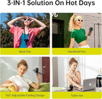 JISULIFE Handheld Fan Life7 – Ultimate Flexibility: High-Power Motor, LED Display, 19.5 Hrs Cooling, 5000mAh Rechargeable, 5-Speed, Foldable Design, 3-IN-1 Portable Fan for Travel Cruise Beach(Black)