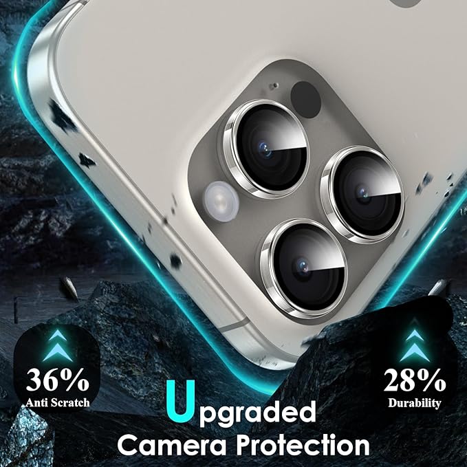 YWXTW Camera Lens Protector for iPhone 15 Pro/iPhone 15 Pro Max, [1 Step Installation Tray] HD Clear Individual Camera Cover Tempered Glass Screen Protector Accessories, Case Friendly(Clear)