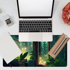 Desk Mat, Window View of Forest Desk Pad, Green Atmosphere Large Gaming Mouse Pad for Desk, 31.5"x15.7" Extended Big Computer Keyboard Mouse Pad with Non-Slip Base and Stitched Edge