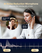 USB Headset with Microphone for PC & Laptop - Noise Reduction On-Ear Wired Headphones with in-Line Volume Control, Call Answer Button for MS Teams, IP Phones, Work, Zoom, Skype