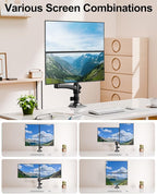Dual Monitor Stand for Desk, Taller Monitor Arms for 2 Screens up to 32 inch, Ergonomic Adjustable Gas Spring Double Computer Monitor Mount, Holds 4.4-22lbs, VESA 75/100mm, Black, Freelift