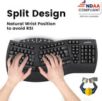Perixx Periboard-612B Wireless Ergonomic Split Keyboard with Dual Mode 2.4G and Bluetooth Feature, Compatible with Windows 10 and Mac OS X System, Black, US English Layout