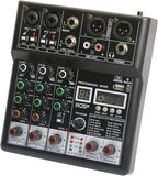 Dj Mixers, 4 Channel Audio Mixer, Sound Board with Bluetooth Player, Usb Audio Interface with 48V Phantom Power, Sounds Mixer Board with 99 DSP FX Reverb Delay Effect