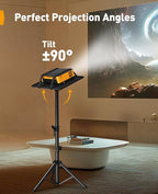 Perlegear Projector Stand Tripod, 21" to 45" Height Adjustable Laptop Stand, Portable Tall Projector Stand 90°Tilt with Spikes for Outdoor Movies, Camping, Office, Home, Stage, or Studio, DJ Rack