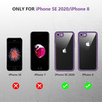 Miracase for iPhone SE Phone Case 3rd/2nd Generation 2022 2020 Full-Body with Built-in Glass Screen Protector, Heavy Duty 360° Protective Shockproof Bumper Cover for iPhone 8/SE, Purple