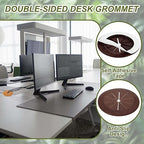 PATIKIL Desk Grommet 2-1/16", 8 Pcs Round Cable Grommet Cord Hole Cover with Adhesive Tape Flexible Table Wire Organizer for Office Home Table Countertop, Deep Brown